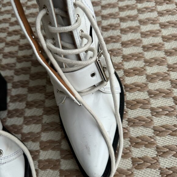 Chloe White Leather Lace Up Rylee Ankle Boots Size 8 - Picture 5 of 7
